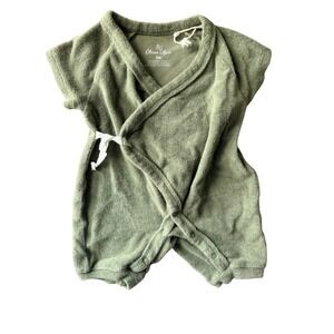 Oliver & Rain Organic Cotton Terry Kimono Romper Sage Green 3M Baby One Piece